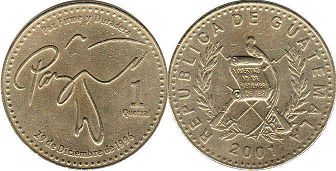 moneda Guatemala 1 quetzal 2001