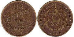 moneda antigua Guatemala 1 centavo 1936