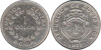 moneda Costa Rica 1 colon 1977