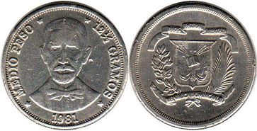 moneda Dominican Republic 1/2 peso 1981