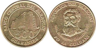 moneda Paraguay 500 guaranies 2002