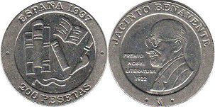 moneda España 200 pesetas 1997 Jacinto Benavente