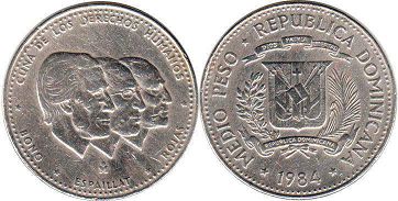 moneda Dominican Republic 1/2 peso 1984