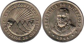 moneda Nicaragua 25 centavos 1964