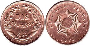 moneda Peru 2 centavos 1933