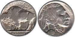 viejo Estados Unidos moneda 5 centavos 1927 Buffalo nickel
