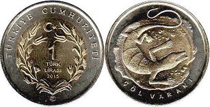 moneda Turquía 1 lira 2015 Varanus griseus