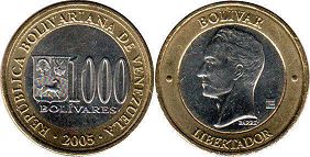 moneda Venezuela 1000 bolivares 2005