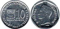 moneda Venezuela 10 bolivares 2002