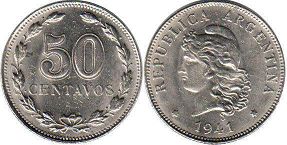 moneda Argentina 50 centavos 1941