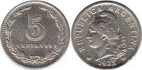 moneda Argentina 5 centavos 1938
