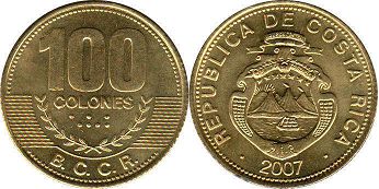 moneda Costa Rica 100 colones 2007