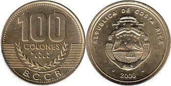 moneda Costa Rica 100 colones 2000