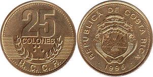 moneda Costa Rica 25 colones 1995