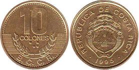 moneda Costa Rica 10 colones 1995