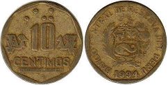moneda Peru 10 centimos 1994