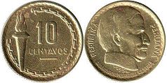 moneda Peru 10 centavos 1954