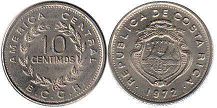 moneda Costa Rica 10 centimos 1972