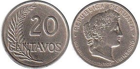 moneda Peru 20 centavos 1921
