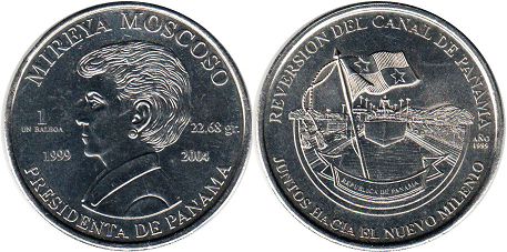 moneda Panamá 1 balboa 2004 Mireya Moscoso