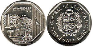moneda Peru 1 nuevo sol 2011 Monasterio de Santa Catalina de Siena