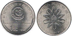 moneda china 1 yuan 1995 Conferencia Mundial sobre la Mujer