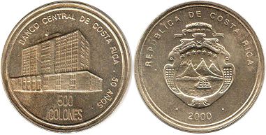 moneda Costa Rica 500 colones 2000 Banco Central