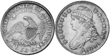 moneda Estados Unidos 50 centavos 1811