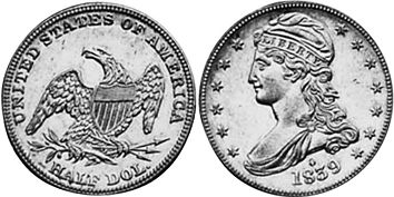 moneda Estados Unidos 50 centavos 1839