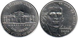 US moneda 5 centavos 2006 Jefferson nickel