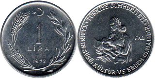 moneda Turquía 1 lira 1978 FAO