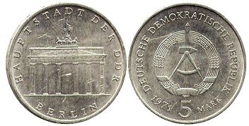Alemania del Este 5 mark 1971