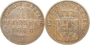Prusia 4 Pfennig 1864