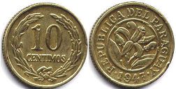 moneda Paraguay 10 centimos 1947