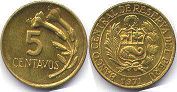 moneda Peru 5 centavos 1971