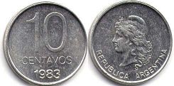 moneda Argentina 10 centavos 1983