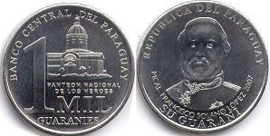 moneda Paraguay 1000 guaranies 2007