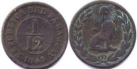 moneda Paraguay 1/12 real 1845