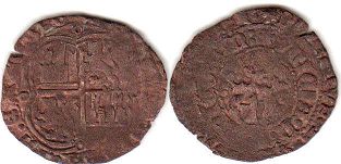 moneda Castilla y León 3 maravedis 1369-1379