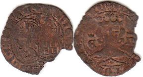 moneda Castilla y León 1/2 maravedi 1369-1379