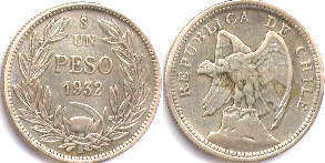 moneda Chile 1 peso 1932