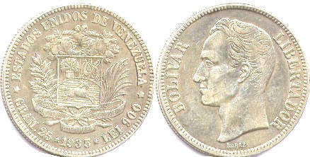 moneda Venezuela 5 bolivares 1935