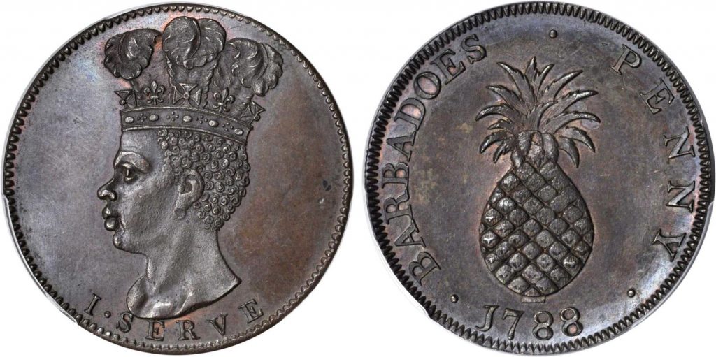 Pineapple penny Barbados 1788