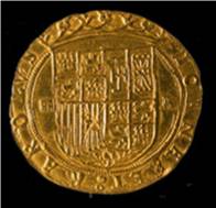Escudo en una moneda de Carlos I