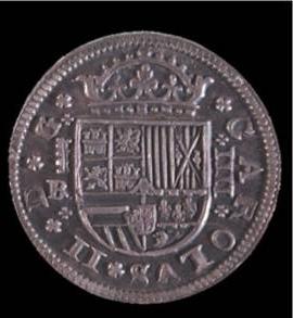 Escudo en una moneda de Carlos II
