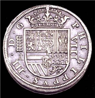 Escudo en una moneda de Felipe III