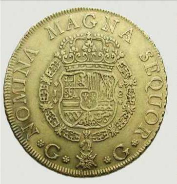 Escudo en una moneda de Fernando VI