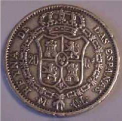 escudo en una moneda de Isabel II