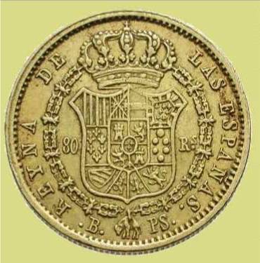 escudo en una moneda de Isabel II