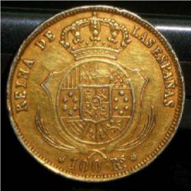 escudo en una moneda de Isabel II